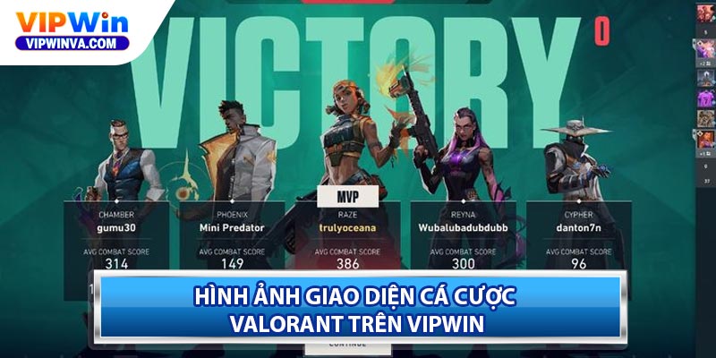 Hình ảnh giao diện cá cược Valorant trên Vipwin